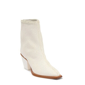 NEW $390 Miista Bondi White Woven Leather Bootie